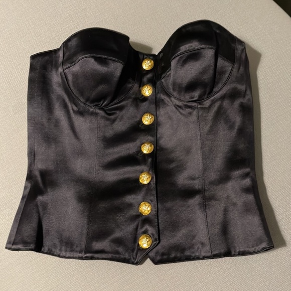 Escada Tops - Vintage Escada Satin Bustier with Sparkling Star Buttons